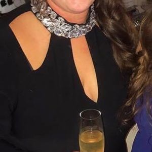 Black formal long sleeve dress with sequins